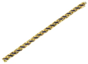 Brevetto Retro Enamel 18 Karat Gold Italian Braided Wheat Bracelet