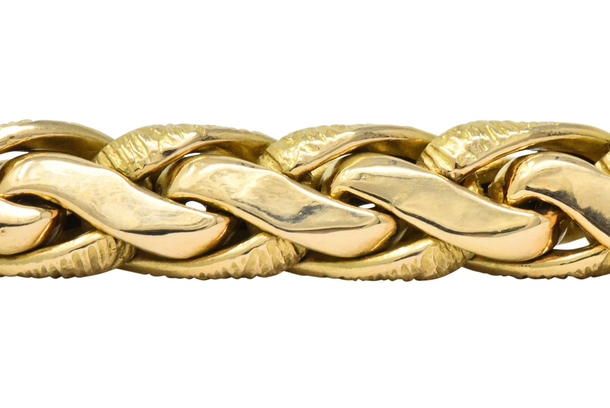 Brevetto Retro Enamel 18 Karat Gold Italian Braided Wheat Bracelet