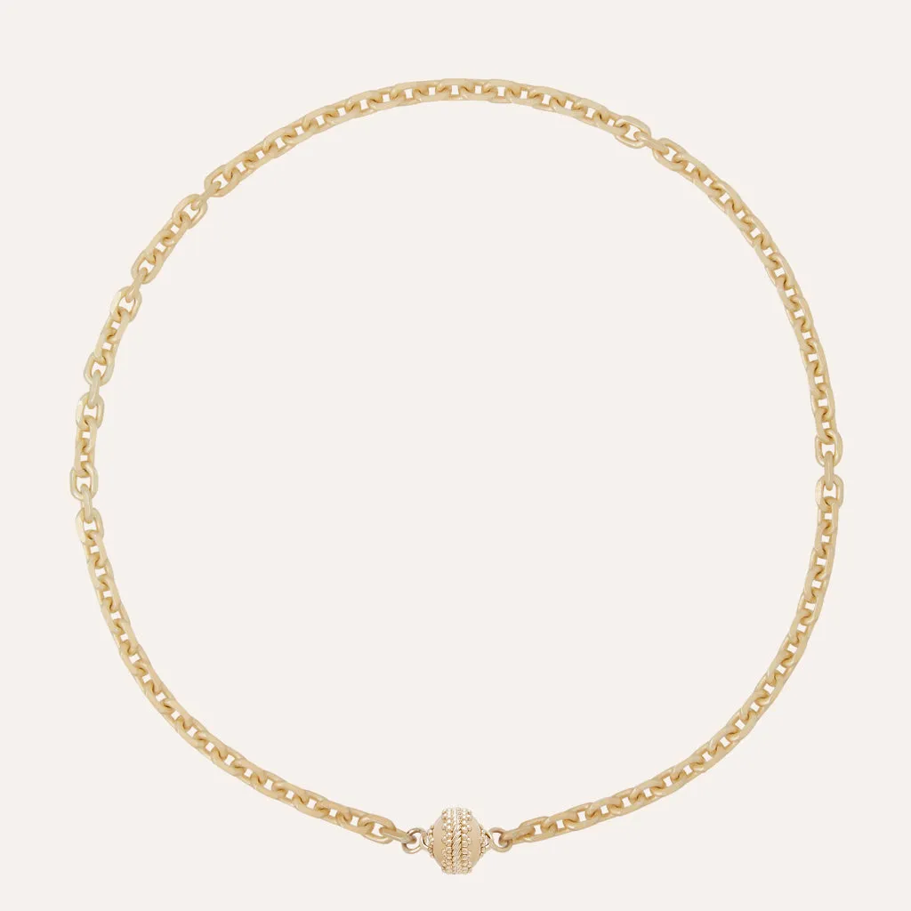 Brushed 14K Gold Fill Oval Link Chain Mini Necklace