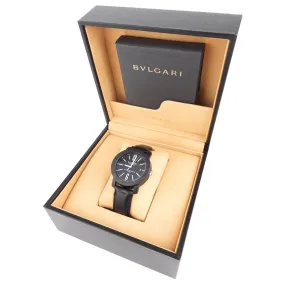 Bvlgari Black Carbongold Via dei Condotti Automatic 40mm Leather Strap Watch