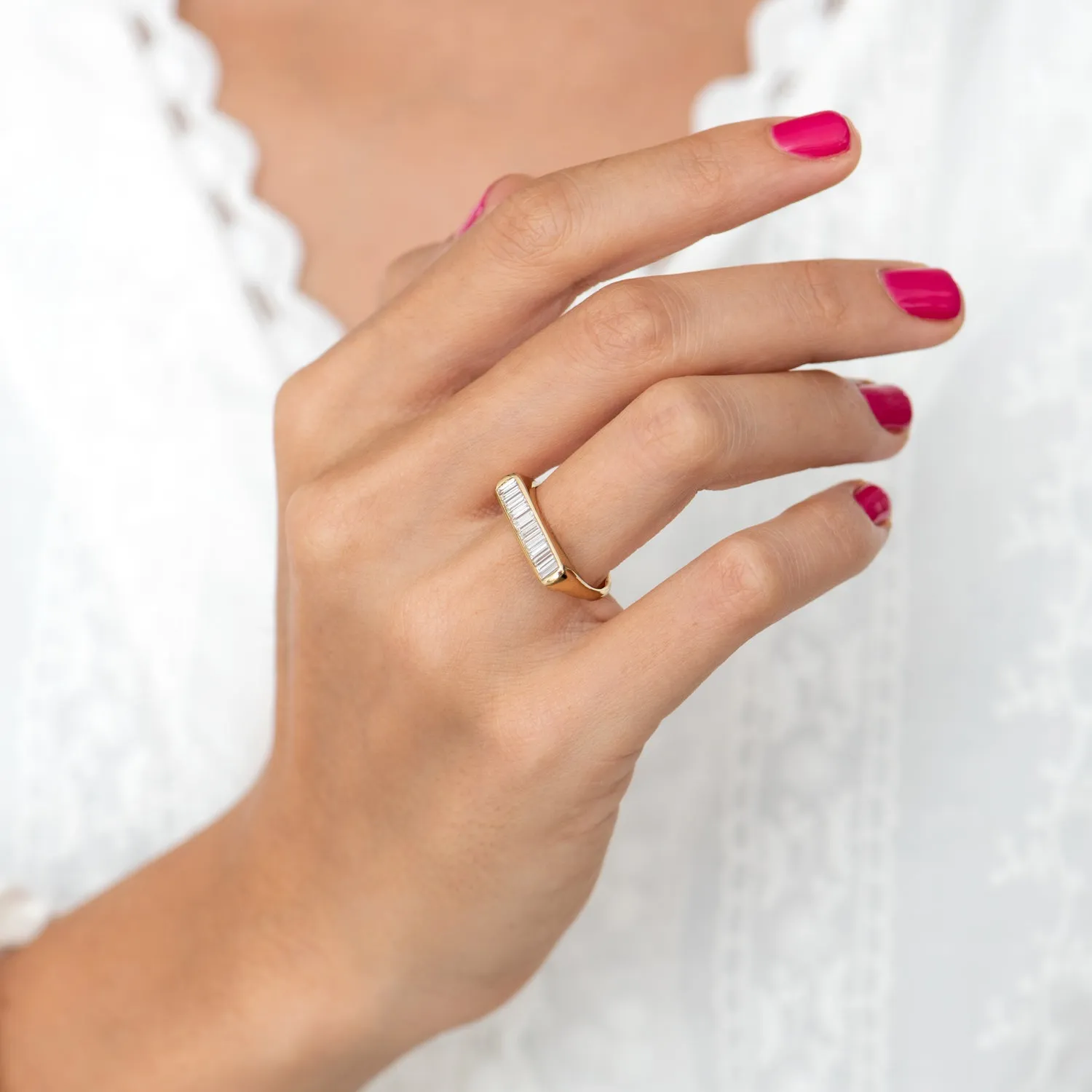 Channel Statement Ring with Baguette Cut Diamonds