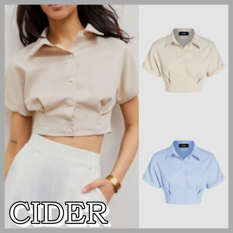 Cider  |Short Casual Style Sleeveless Street Style Plain Cotton