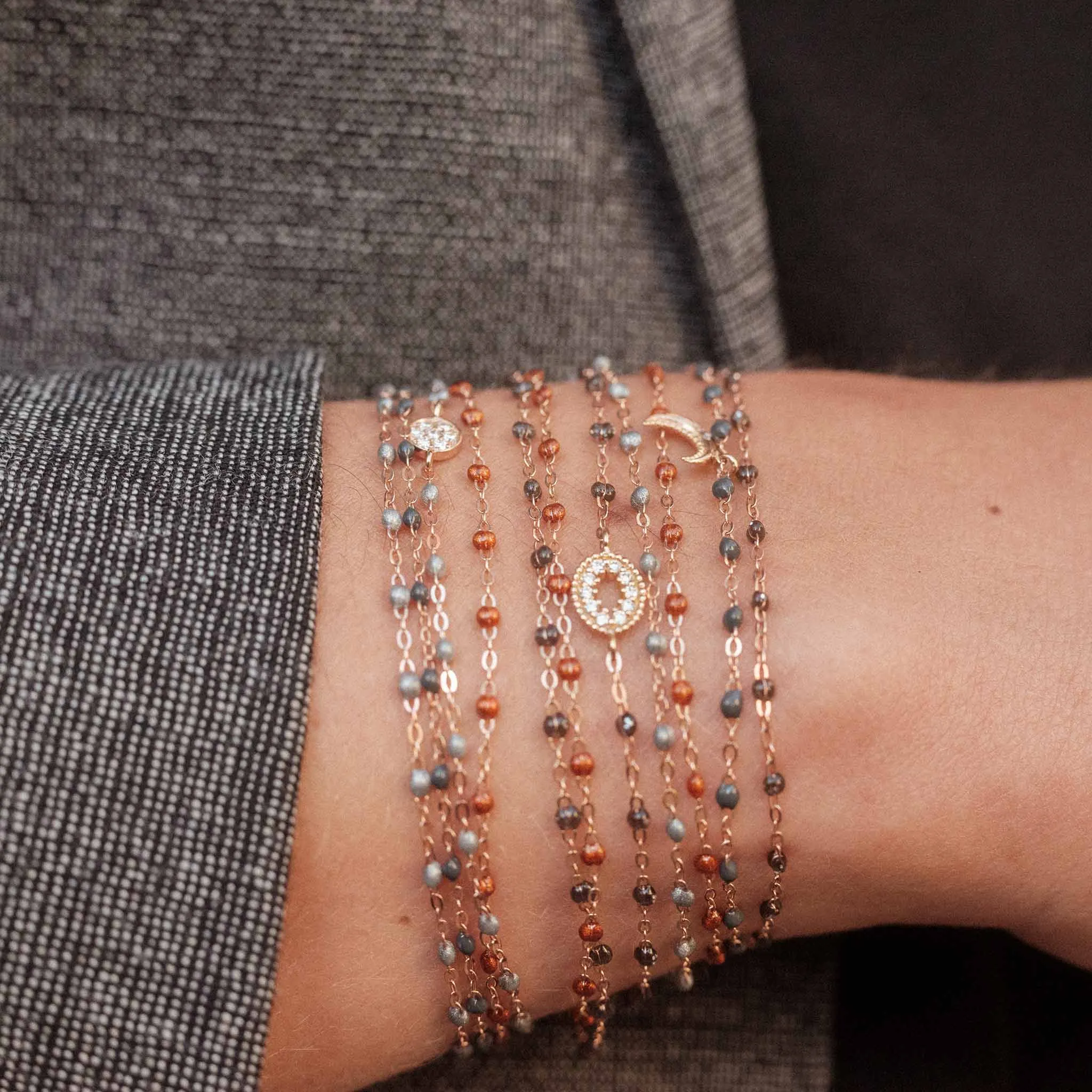 Classic Gigi Grey bracelet, Rose Gold, 6.7