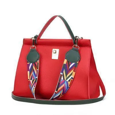 Colorful Ribbon Women Handbag PU Leather Lock Shoulder Bag Famous Brand Women Bags