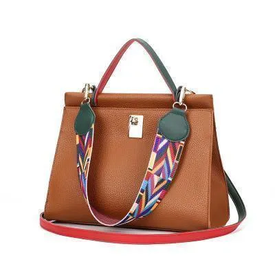 Colorful Ribbon Women Handbag PU Leather Lock Shoulder Bag Famous Brand Women Bags