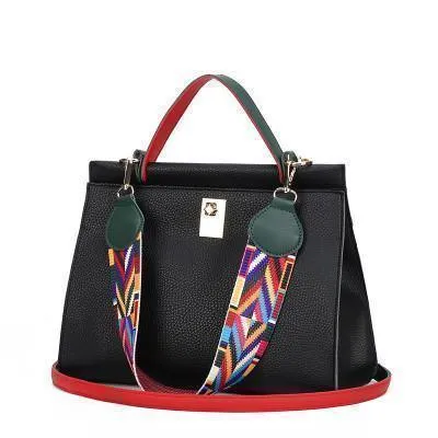 Colorful Ribbon Women Handbag PU Leather Lock Shoulder Bag Famous Brand Women Bags