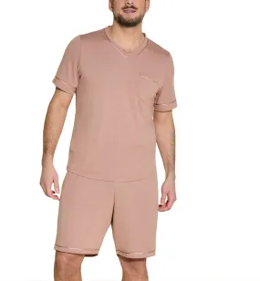 Cosabella Men's Short Sleeve V-Neck Shirt & Short PJ Set (AMORE9421) - India