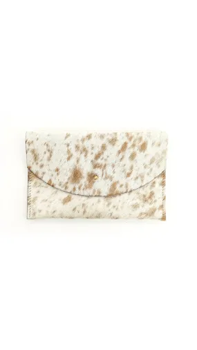 Cowhide Envelope Pouch Caramel Speckle