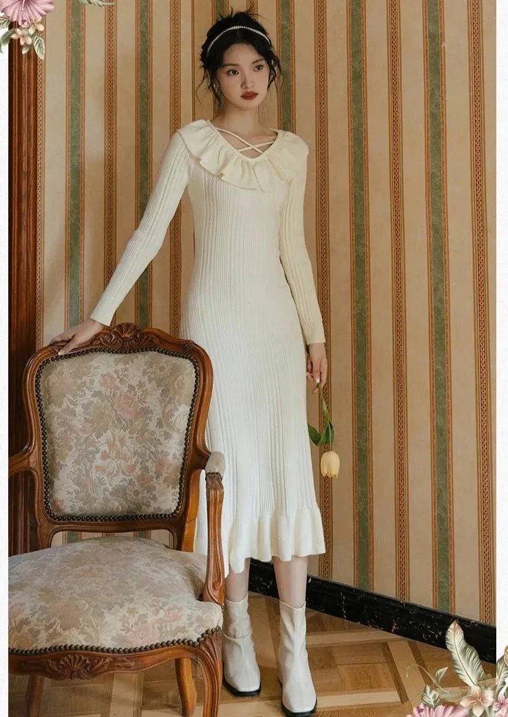 Cozy Heart Vintage Aesthetic Knitted Dress