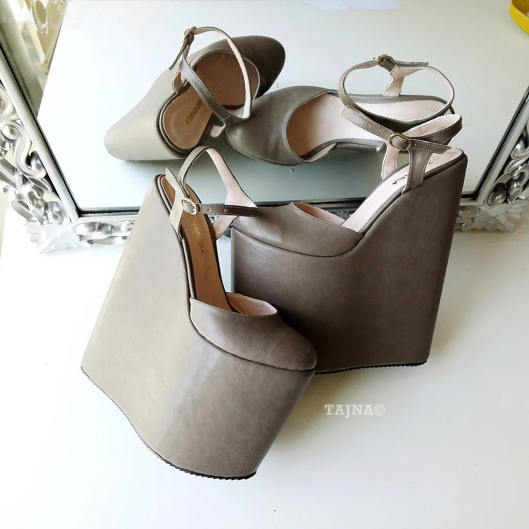 Dark Beige 18-22 cm Super High Heel Wedding Shoes Wedges