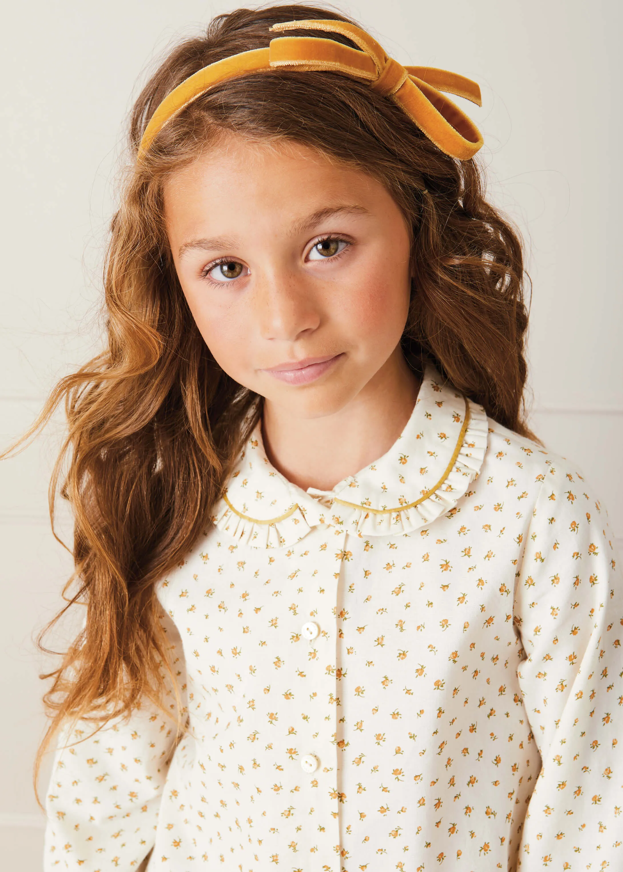 Ditsy Floral Long Sleeve Blouse In Mustard (12mths-10yrs)