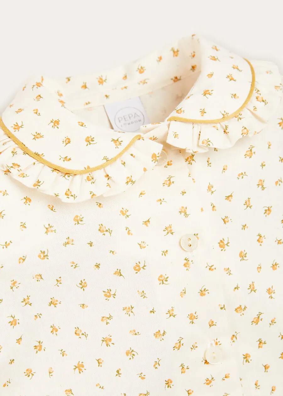 Ditsy Floral Long Sleeve Blouse In Mustard (12mths-10yrs)