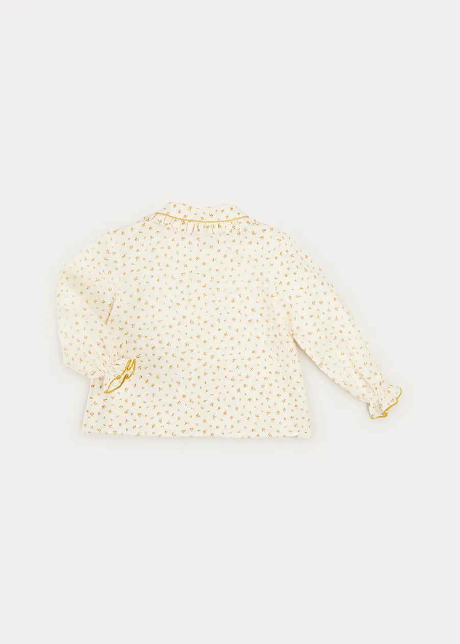 Ditsy Floral Long Sleeve Blouse In Mustard (12mths-10yrs)