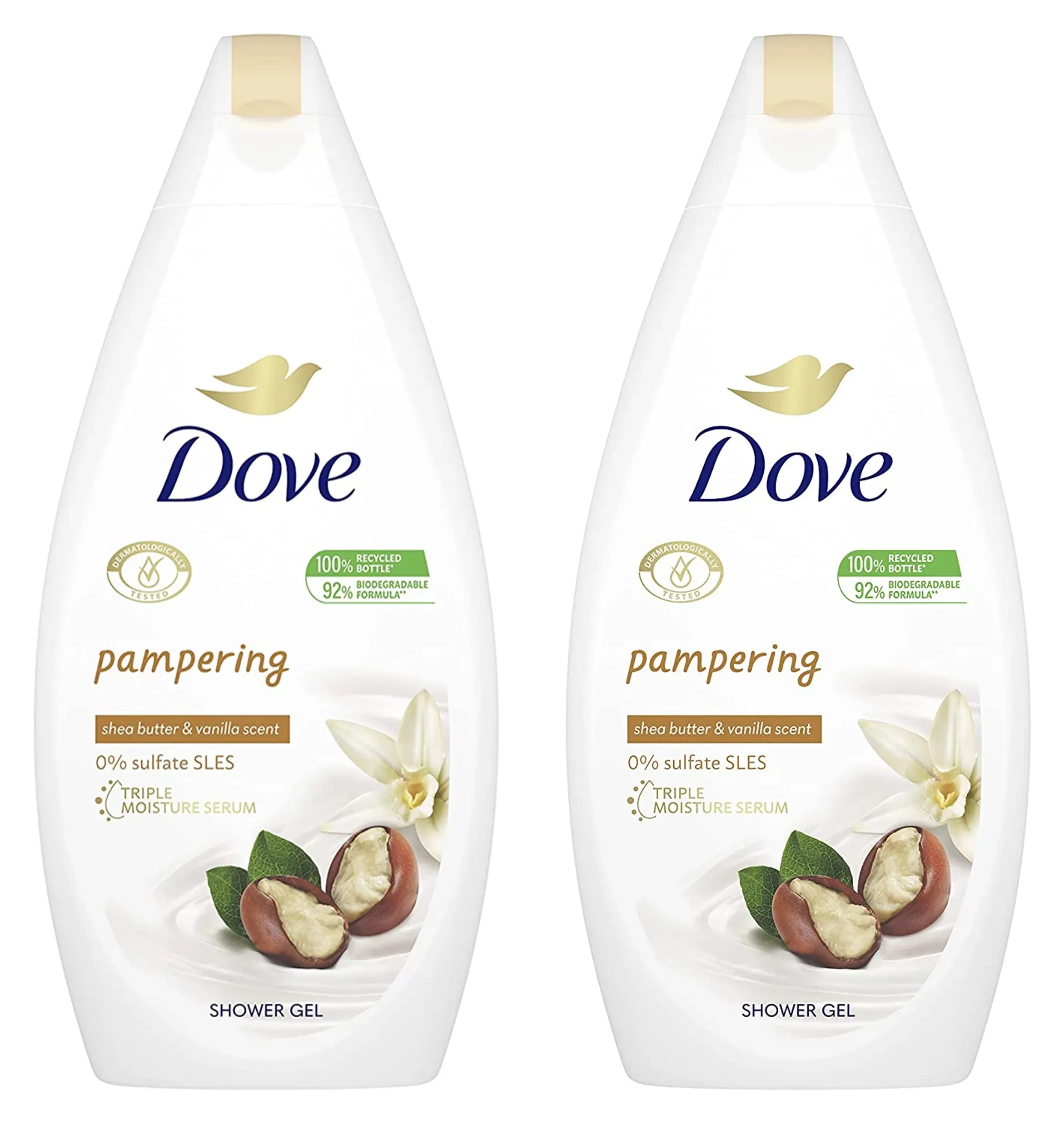 Dove Shower gel Shea Butter and Vanilla Body Wash 500 ml 16.9 oz 2-PACK