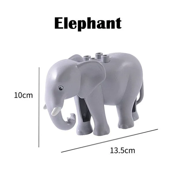 Duplos Animal Model Figures big Building Block Sets Elephant monkey Horse kids educational toys for children Gift Brinquedos