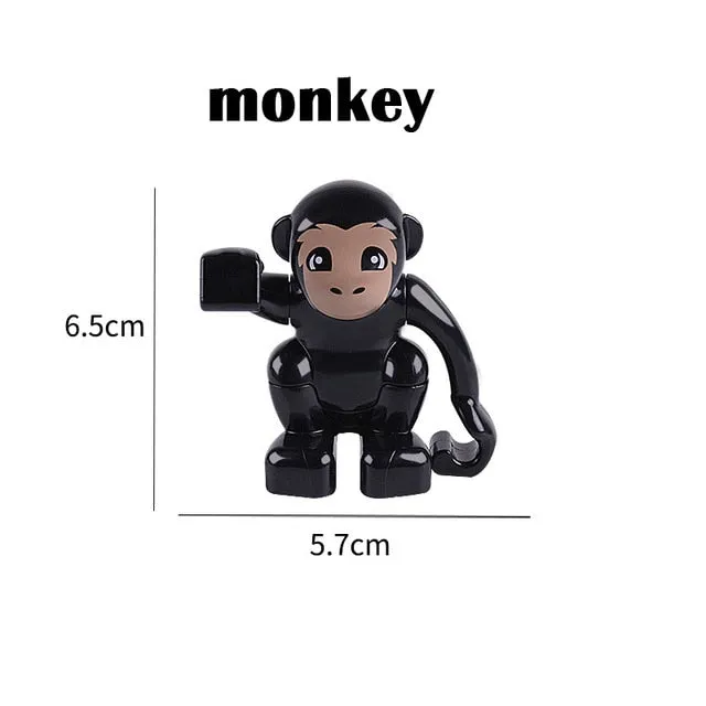 Duplos Animal Model Figures big Building Block Sets Elephant monkey Horse kids educational toys for children Gift Brinquedos