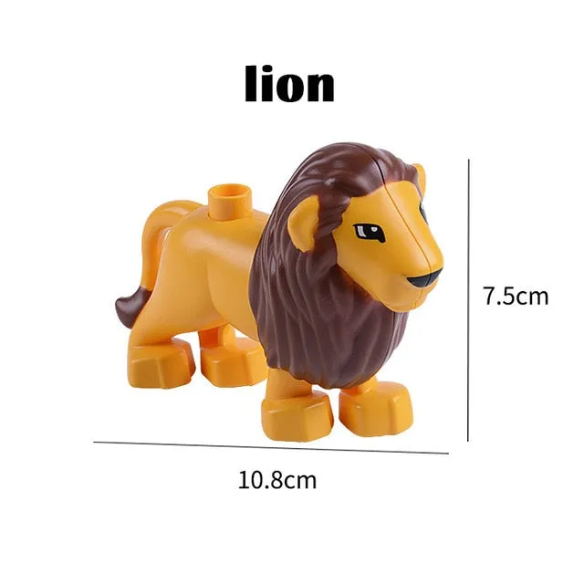 Duplos Animal Model Figures big Building Block Sets Elephant monkey Horse kids educational toys for children Gift Brinquedos