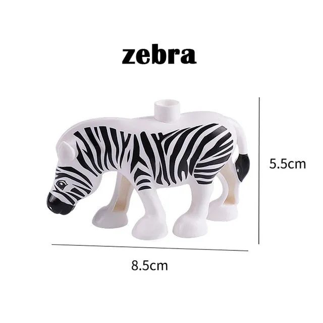 Duplos Animal Model Figures big Building Block Sets Elephant monkey Horse kids educational toys for children Gift Brinquedos