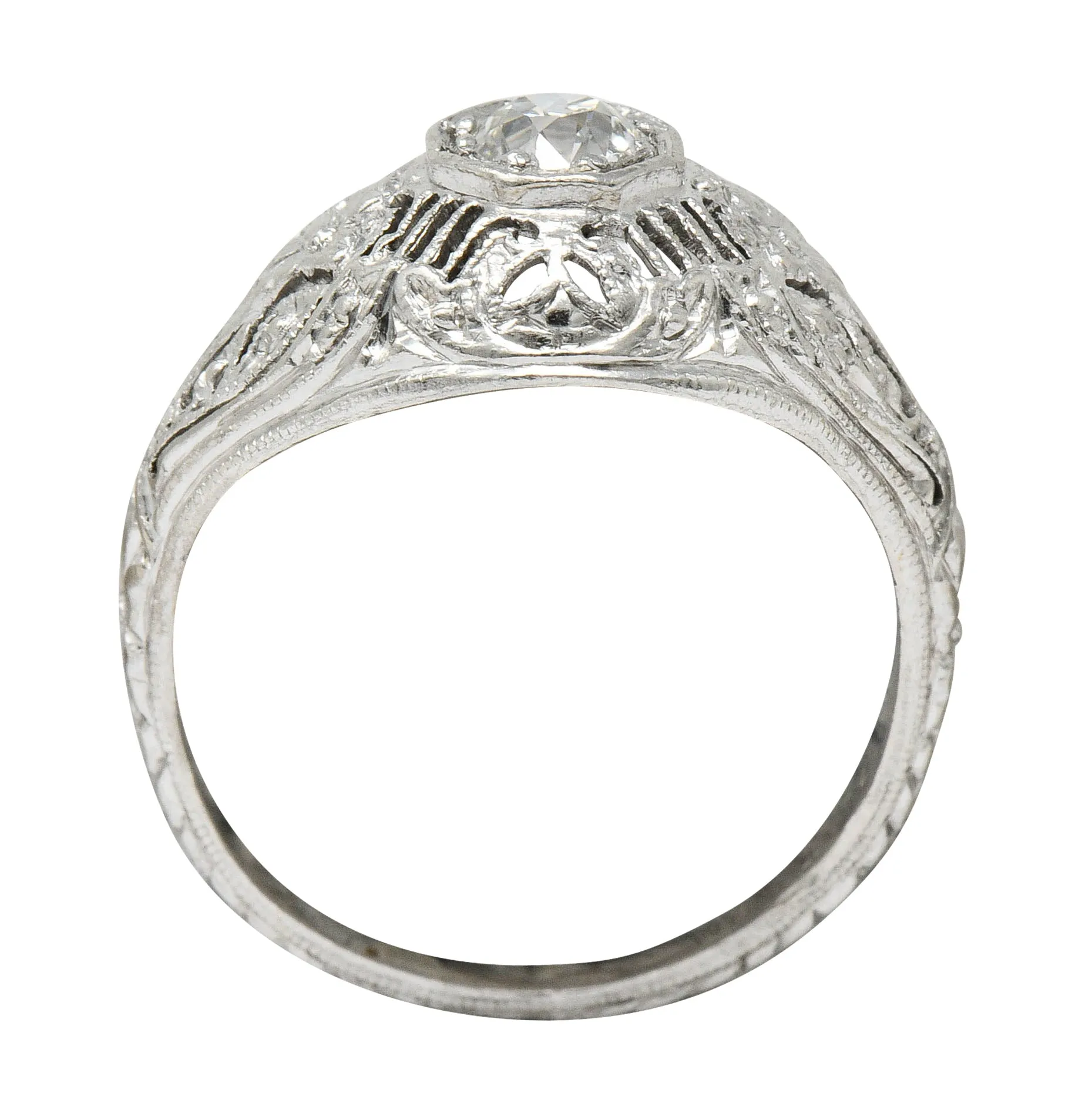 Edwardian Diamond Platinum Floral Engagement Ring