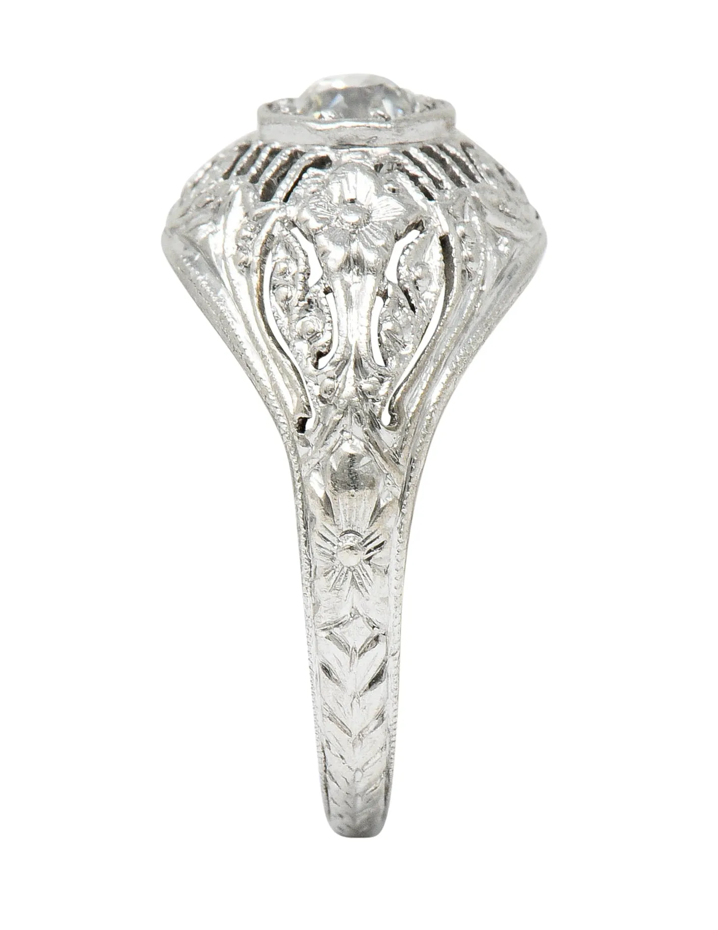 Edwardian Diamond Platinum Floral Engagement Ring