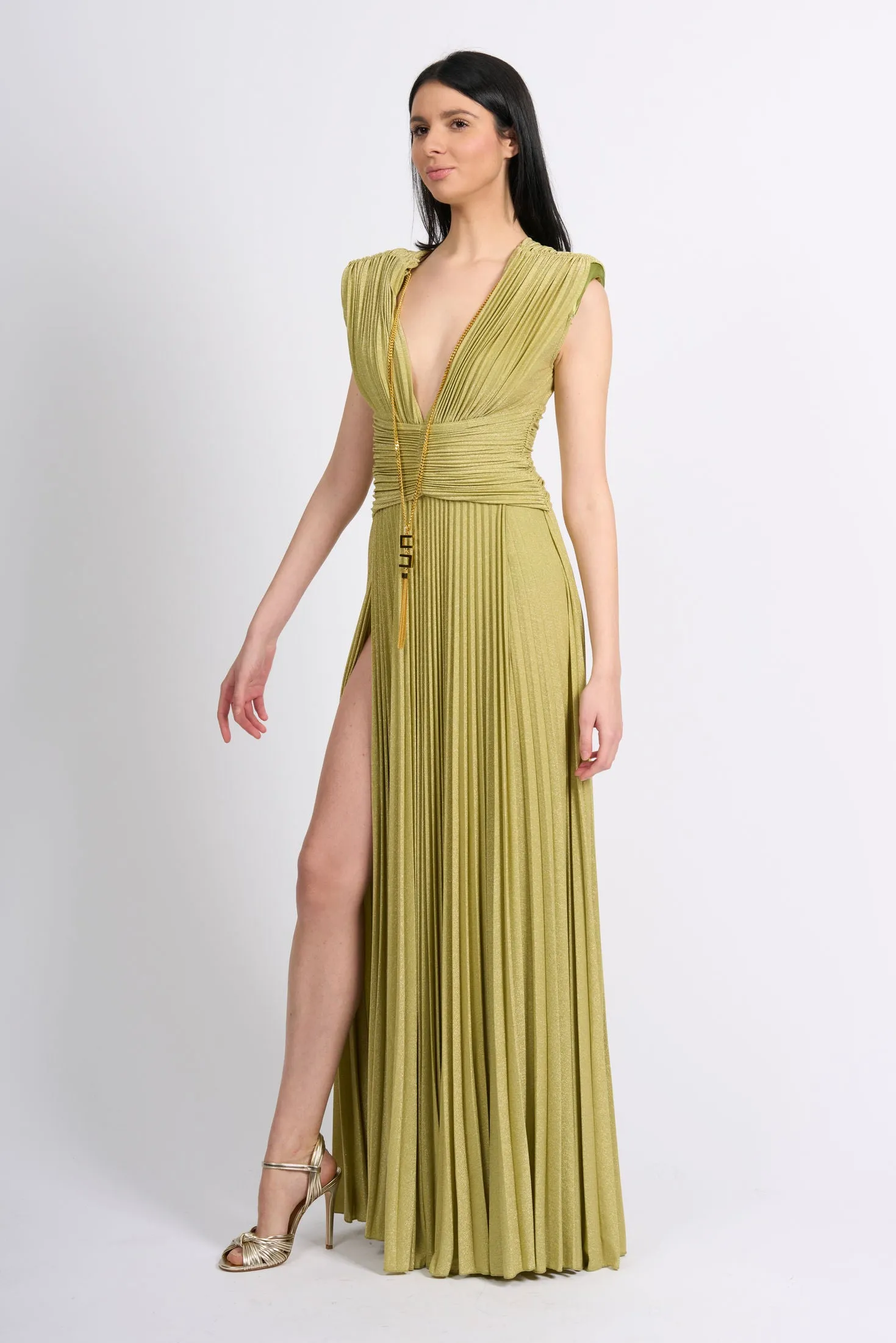 Elisabetta Franchi Abito Red Carpet Verde Donna