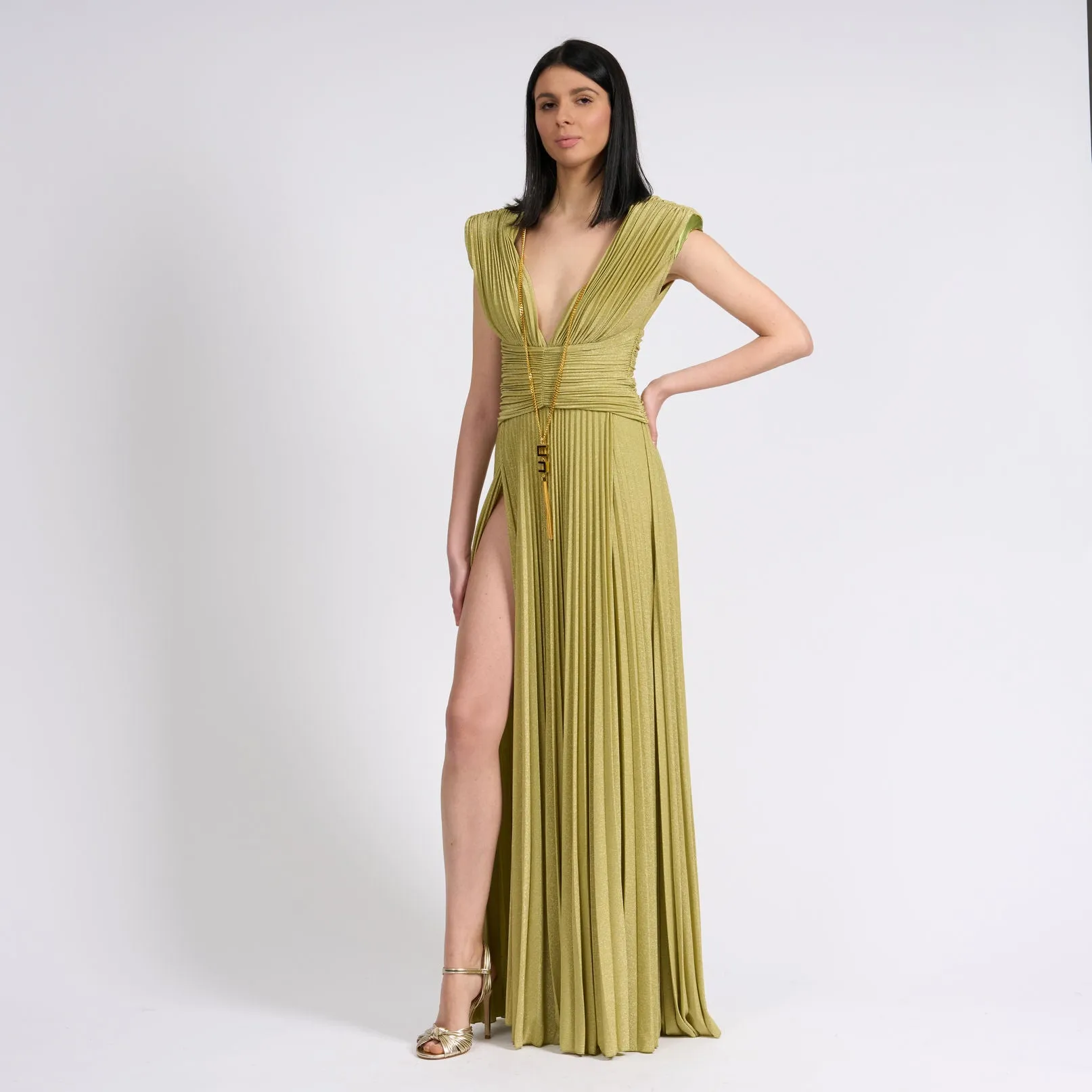 Elisabetta Franchi Abito Red Carpet Verde Donna