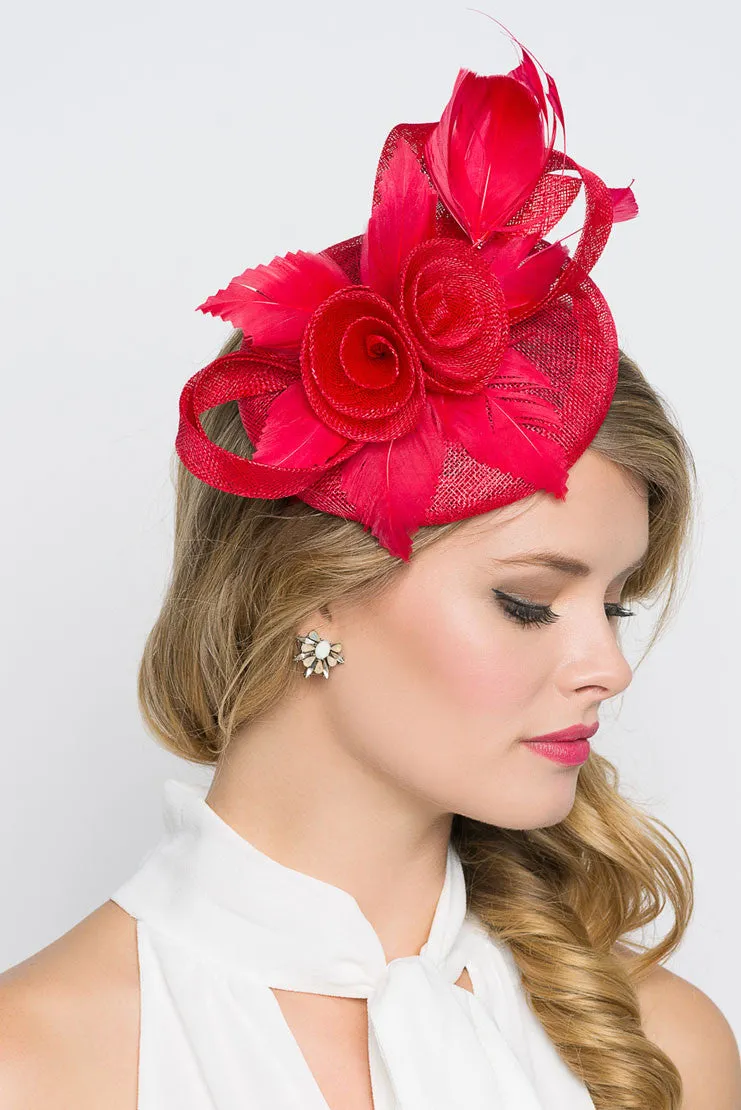 Emelia Rose Fascinator - Red