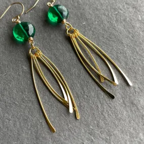 Emerald Coin Tassel Earrings