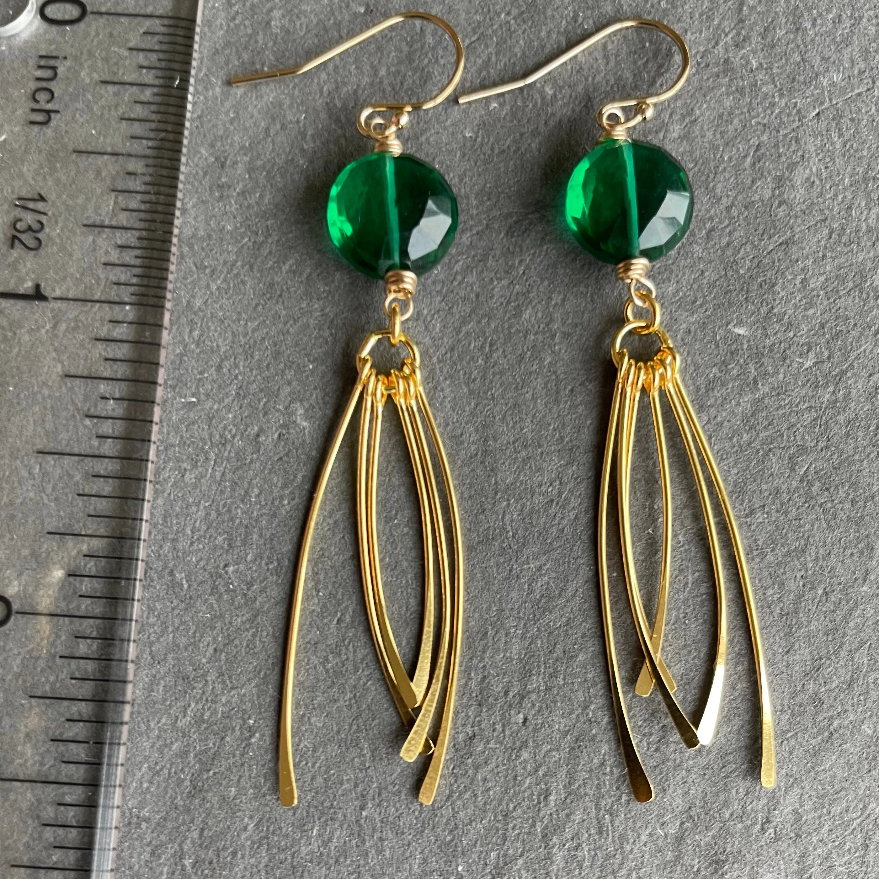 Emerald Coin Tassel Earrings