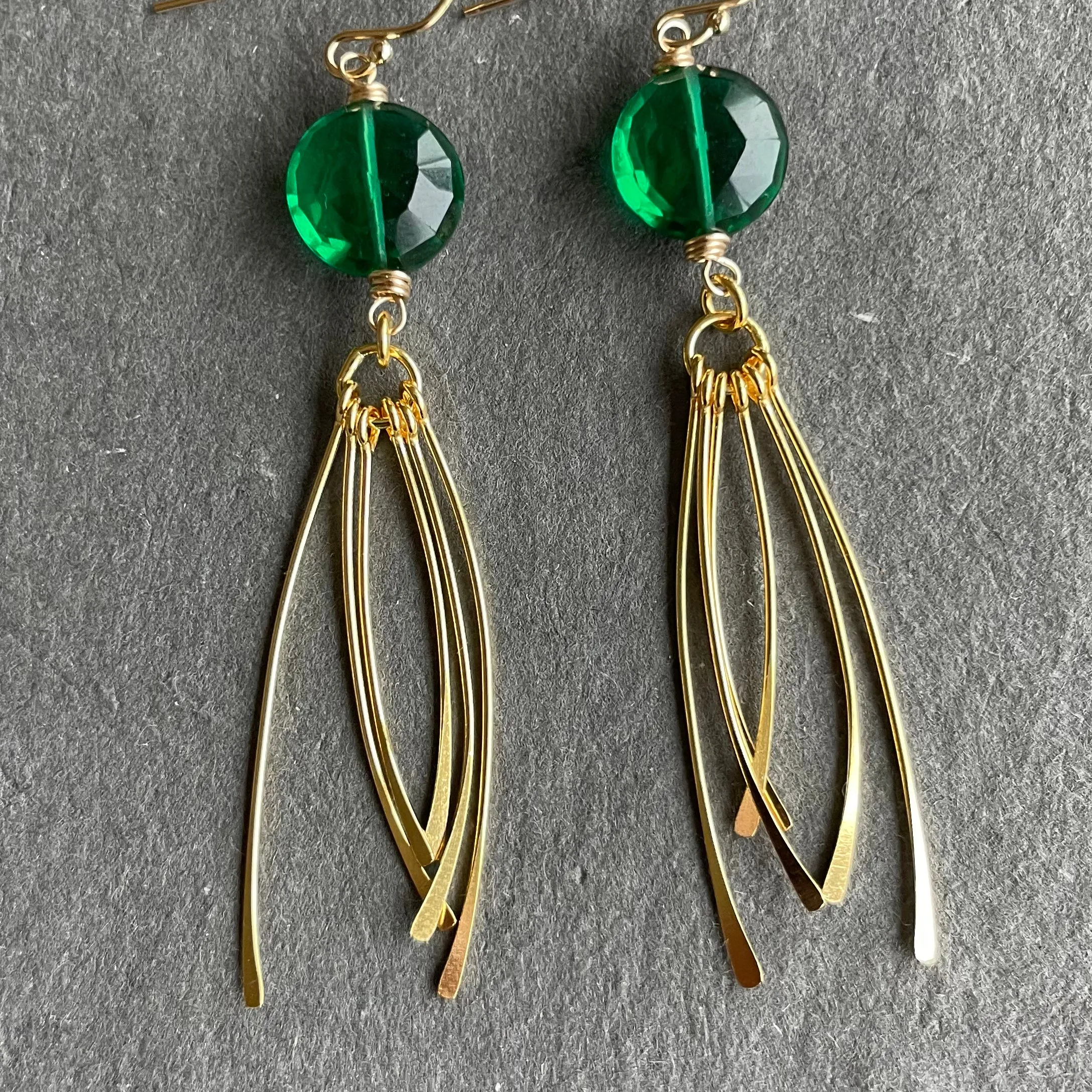 Emerald Coin Tassel Earrings