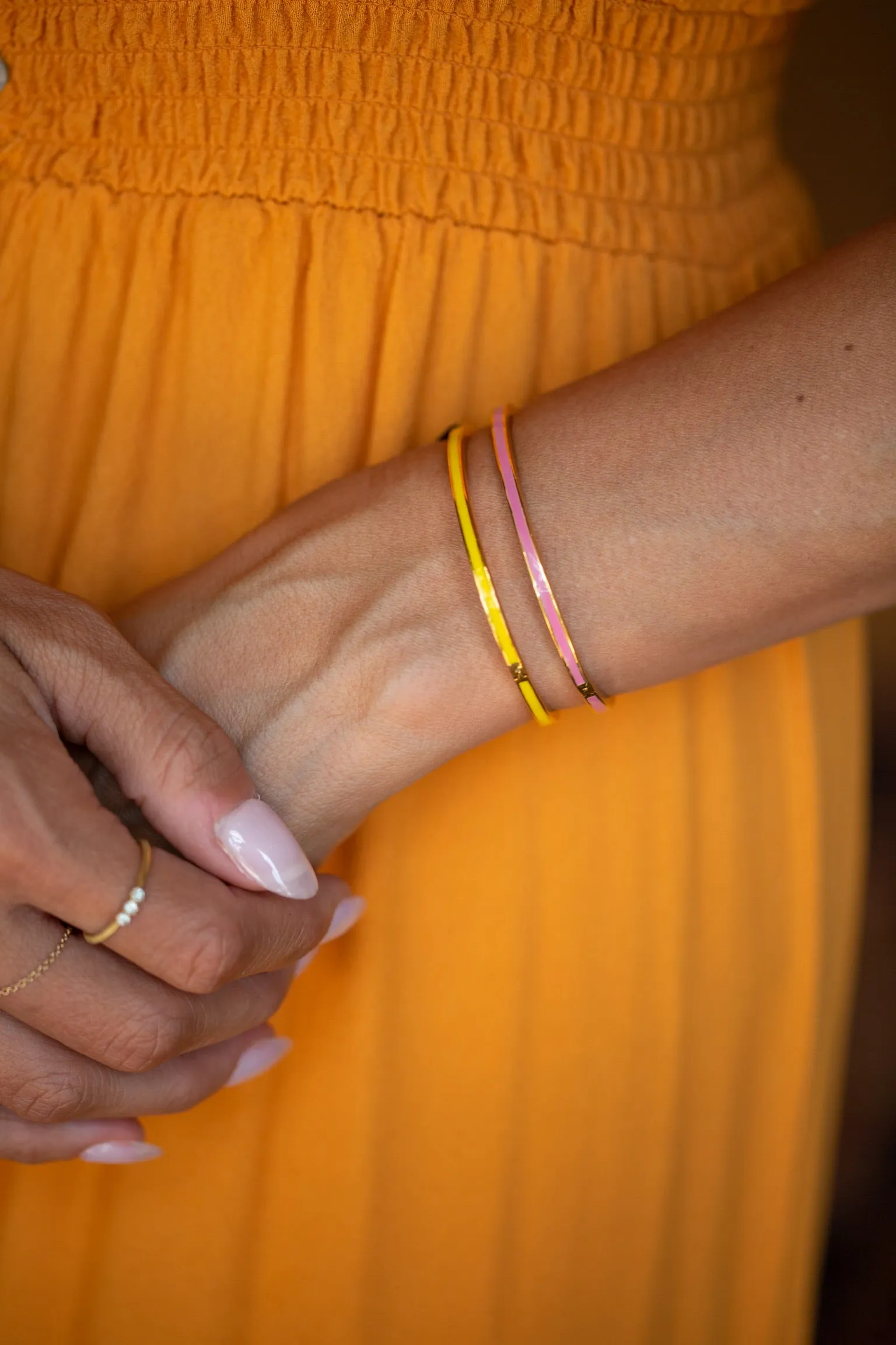 Enamel Straight Line Hinged Bracelet