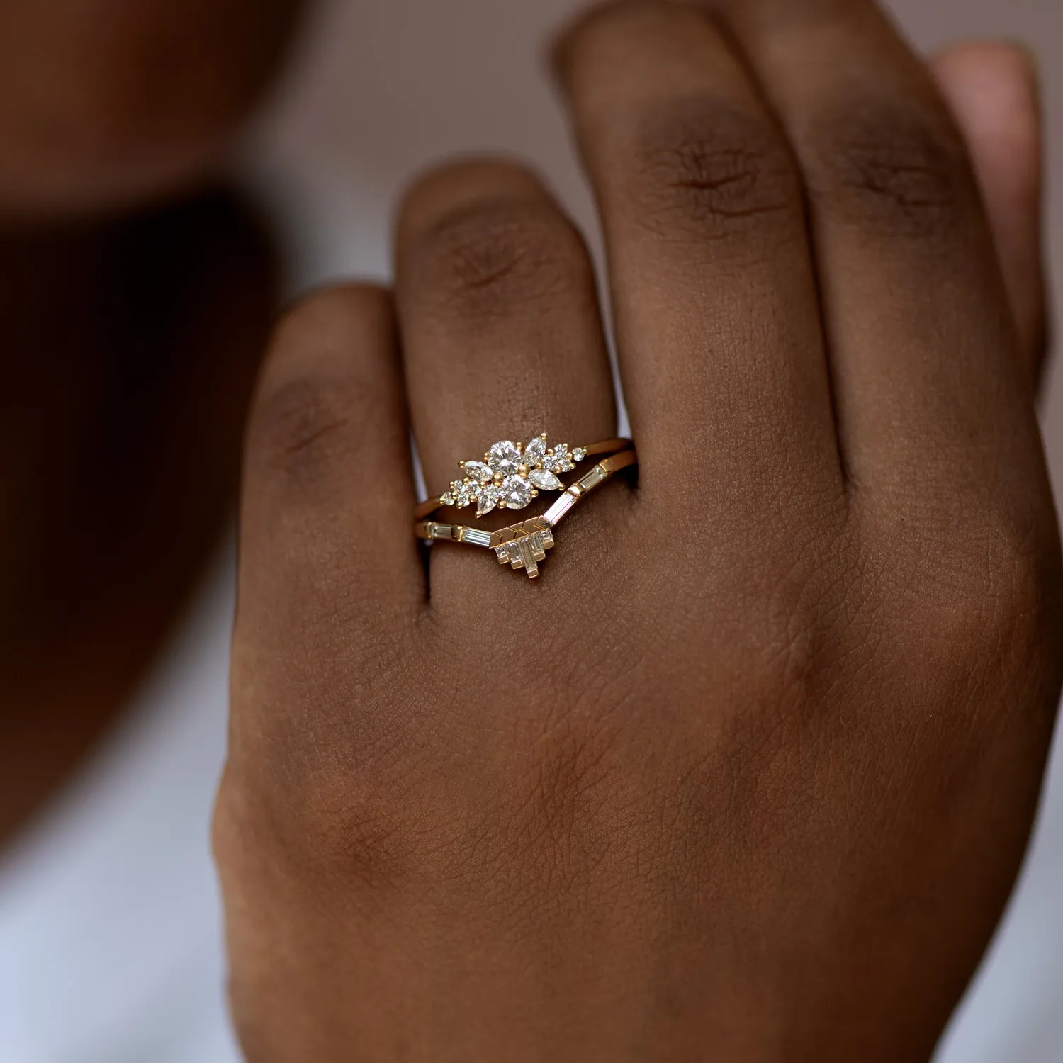 Engagement Ring with a Cluster of Diamonds - Small Flora Ring