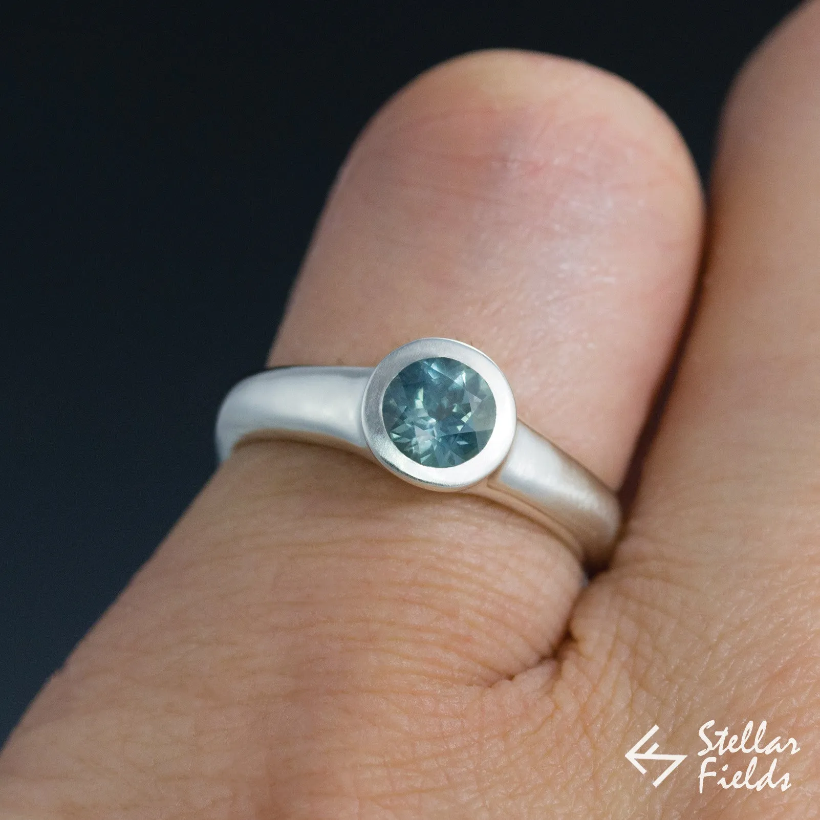 Fair Trade Green Montana Sapphire Round Bezel Engagement Ring