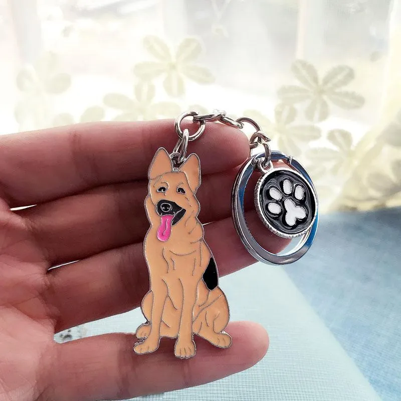 Fashion Metal German Shepherd Dog Pet Charm Key Chains for Bags