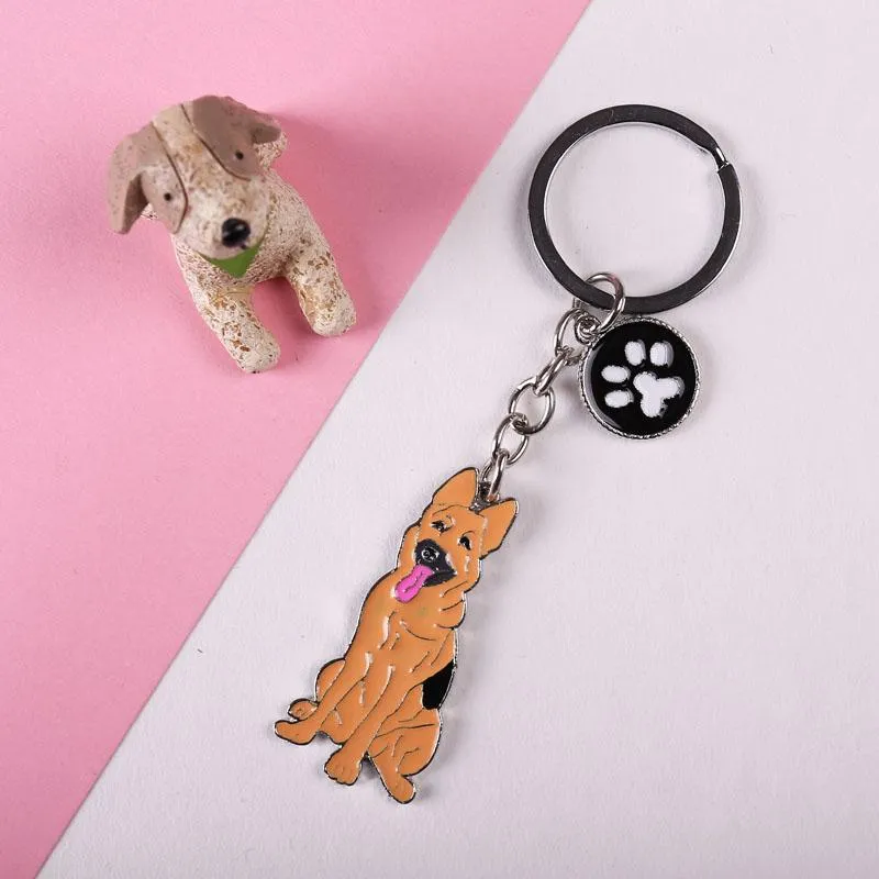 Fashion Metal German Shepherd Dog Pet Charm Key Chains for Bags