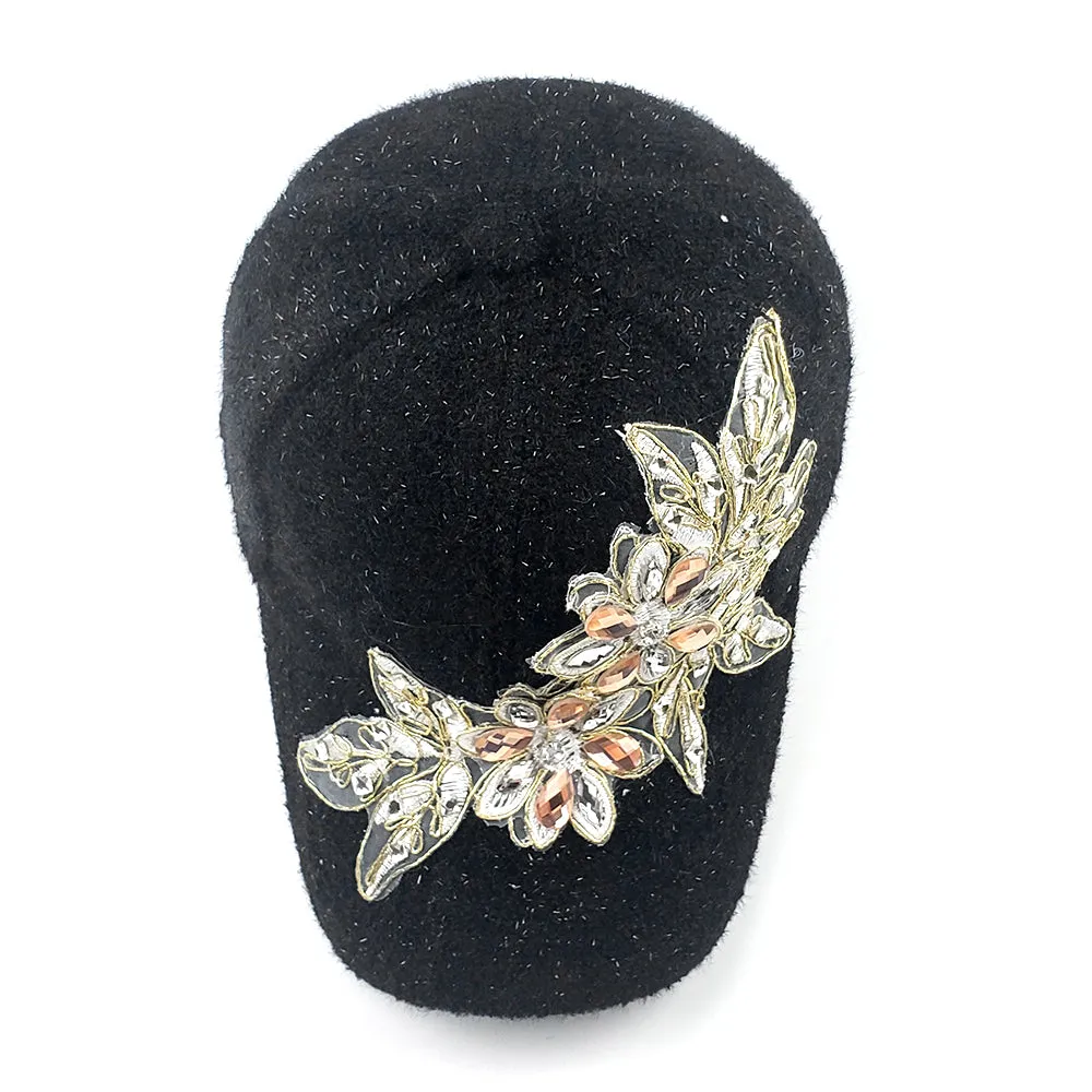 Flora Frost Winter Baseball Hat in Black