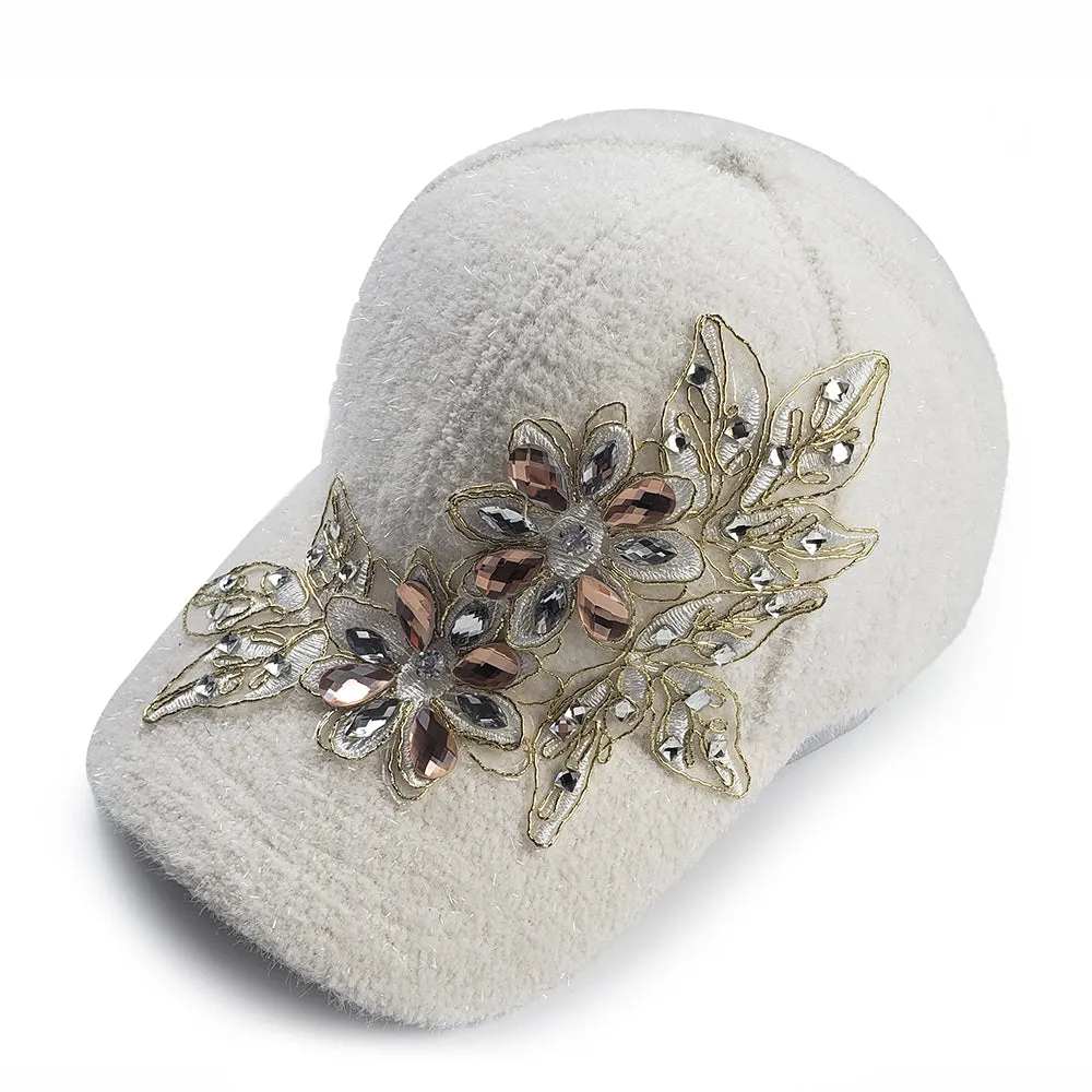 Flora Frost Winter Baseball Hat in White