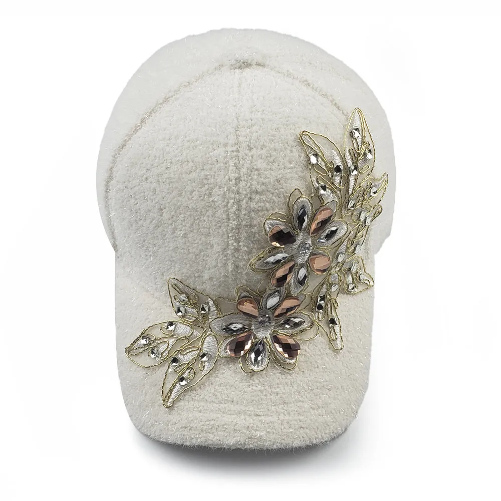 Flora Frost Winter Baseball Hat in White