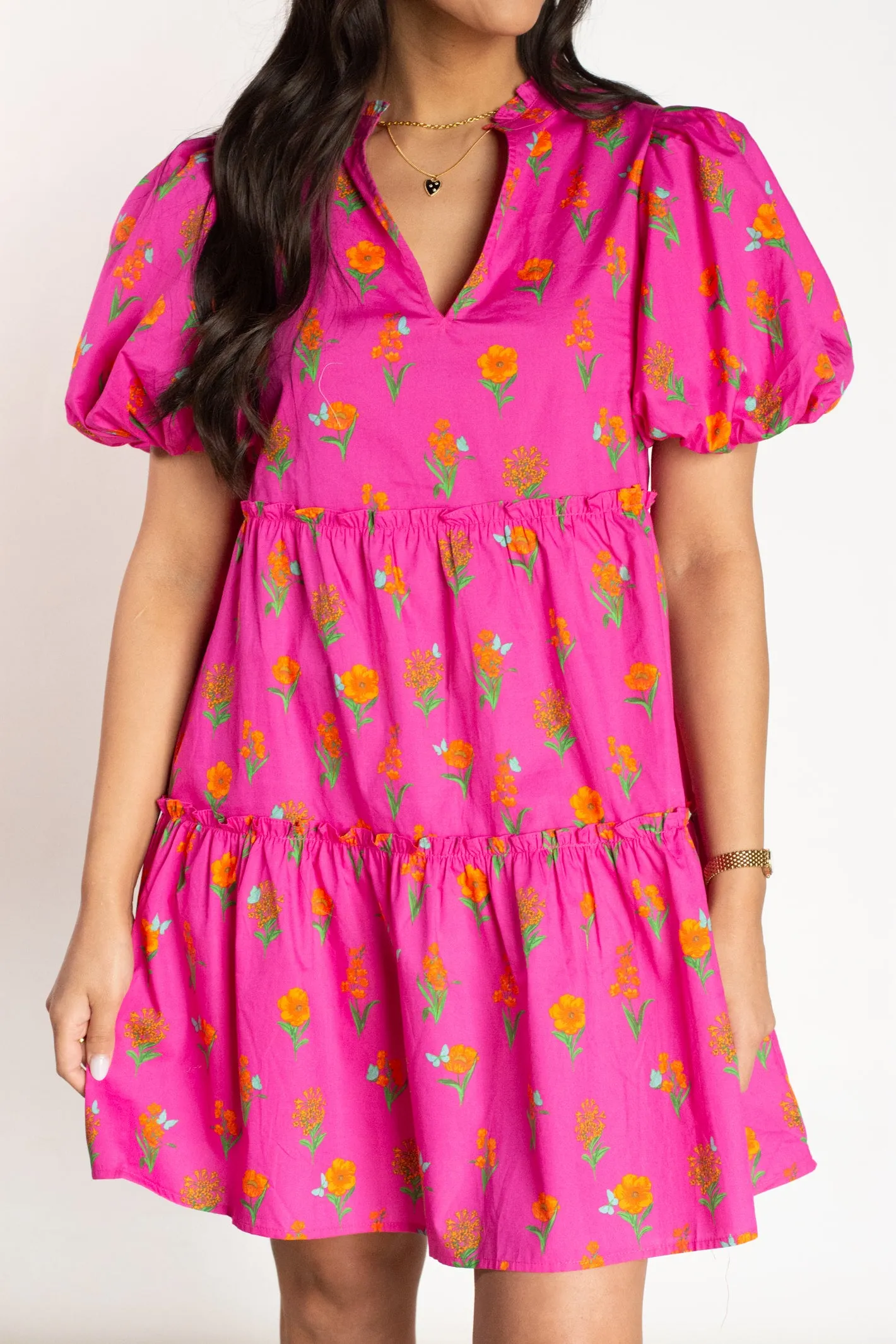 Floral Feelings Fuchsia Floral Dress