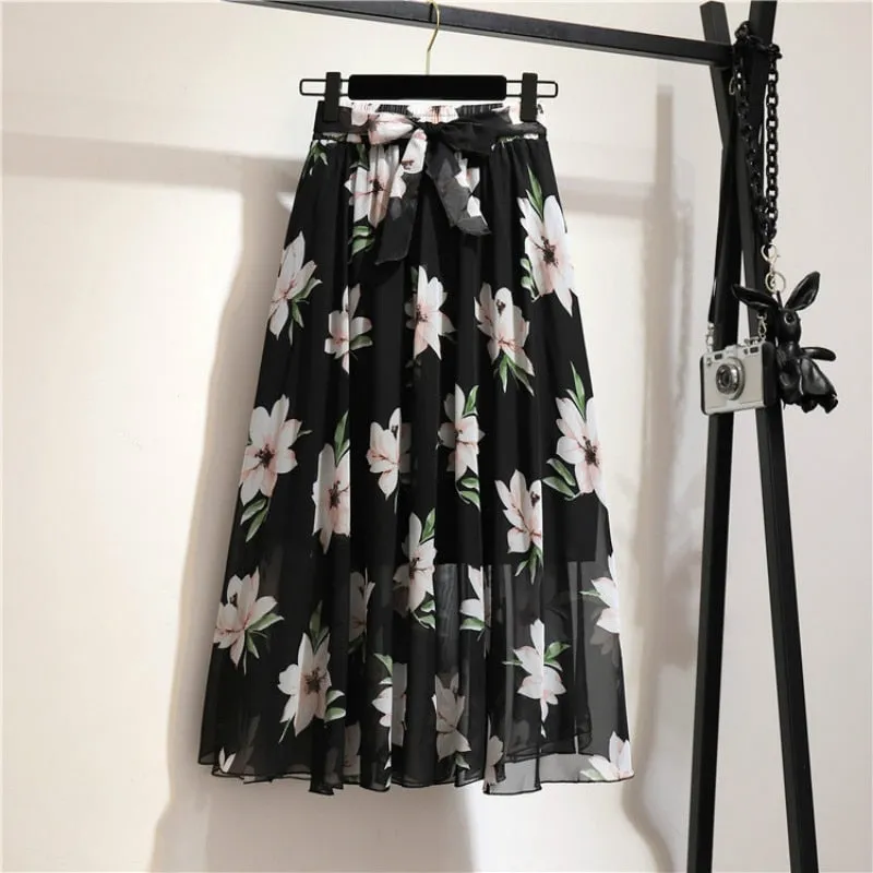 Floral Long Skirt Bohemian High Waist