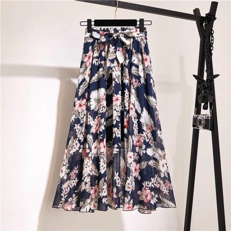 Floral Long Skirt Bohemian High Waist