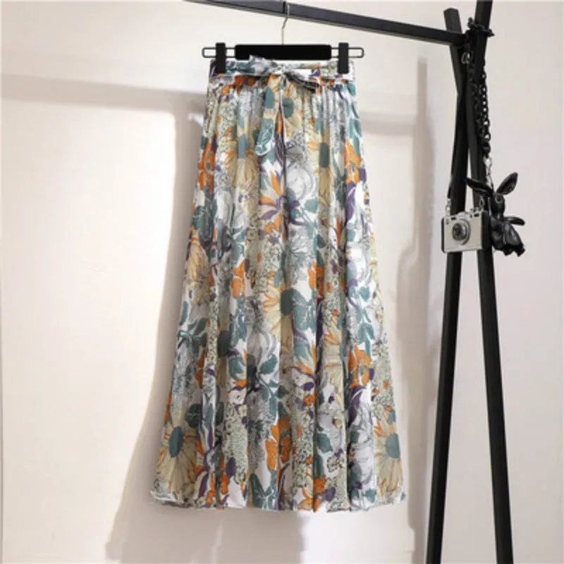 Floral Long Skirt Bohemian High Waist