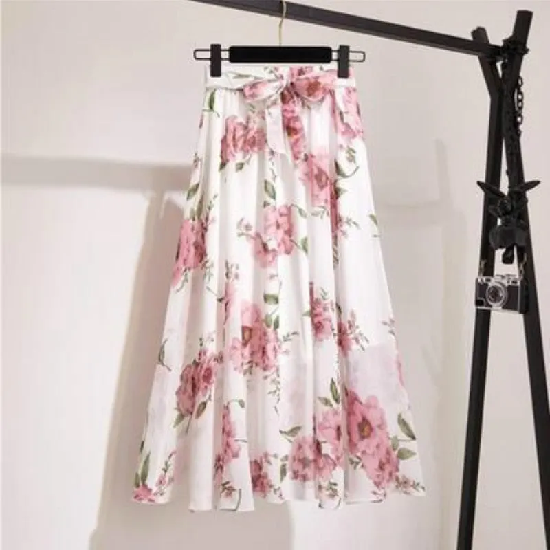 Floral Long Skirt Bohemian High Waist