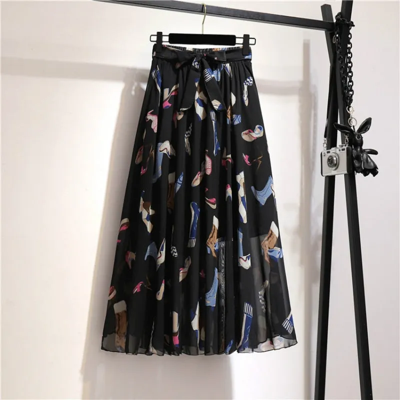 Floral Long Skirt Bohemian High Waist