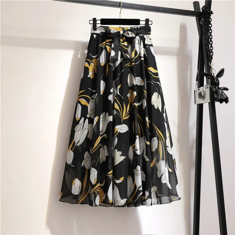 Floral Long Skirt Bohemian High Waist