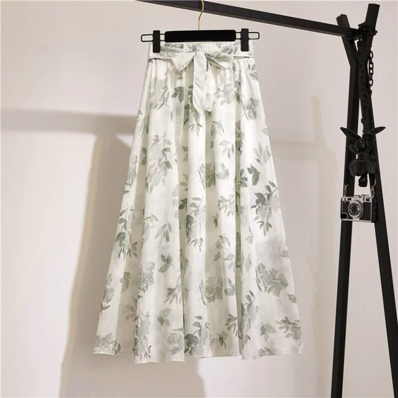 Floral Long Skirt Bohemian High Waist