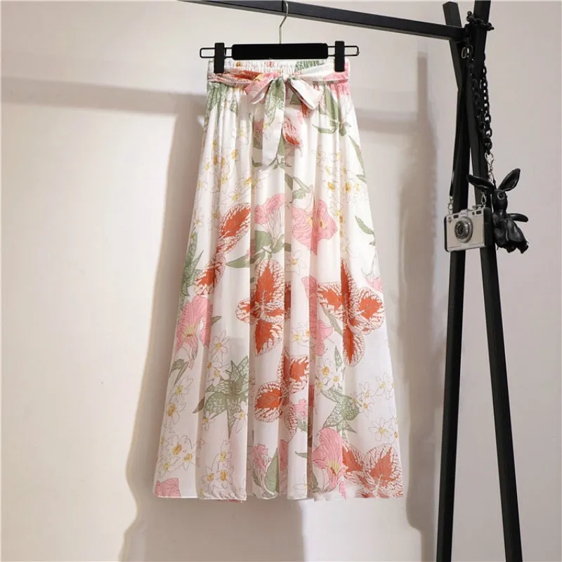 Floral Long Skirt Bohemian High Waist