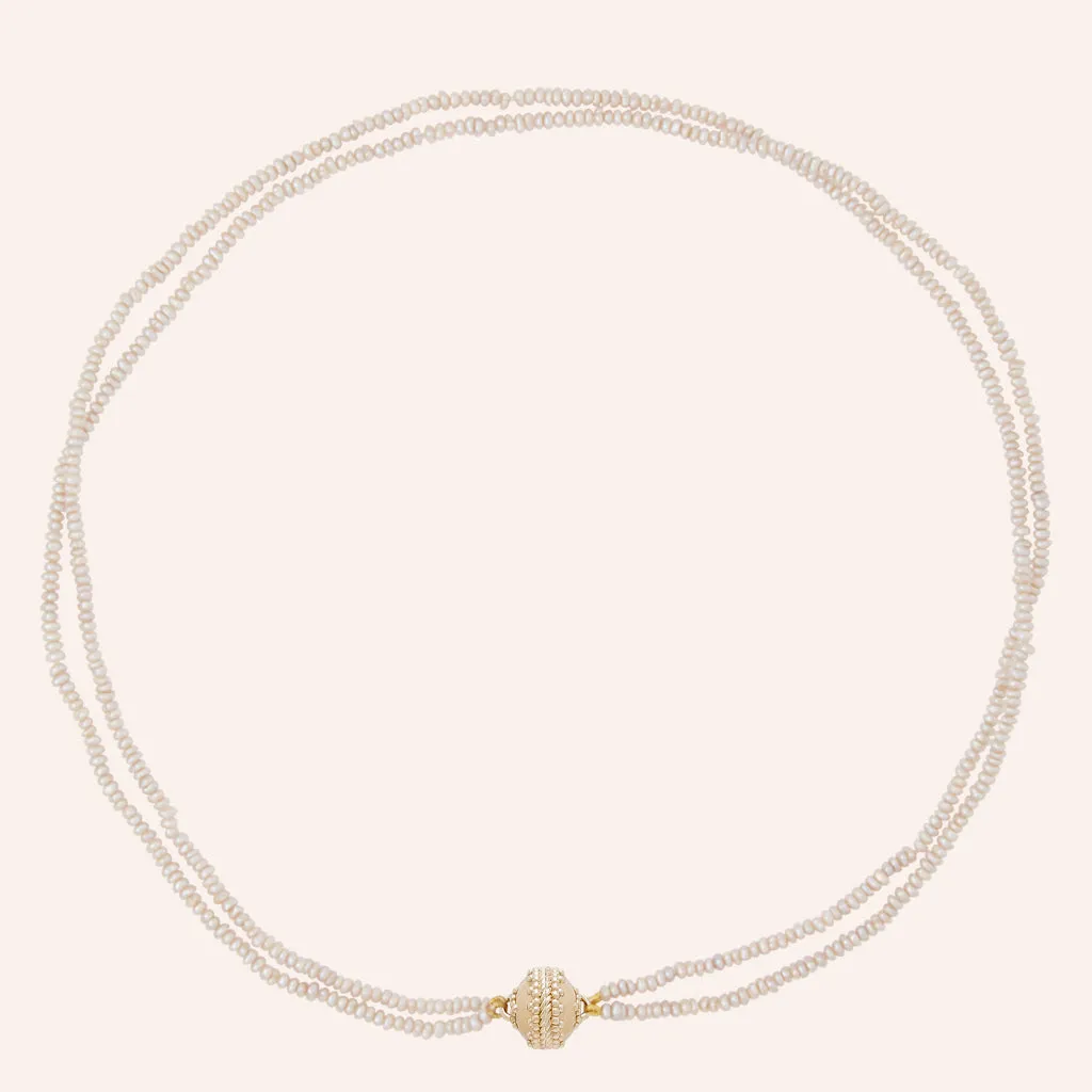 Freshwater Grey Seed Pearl Double Strand Mini Necklace