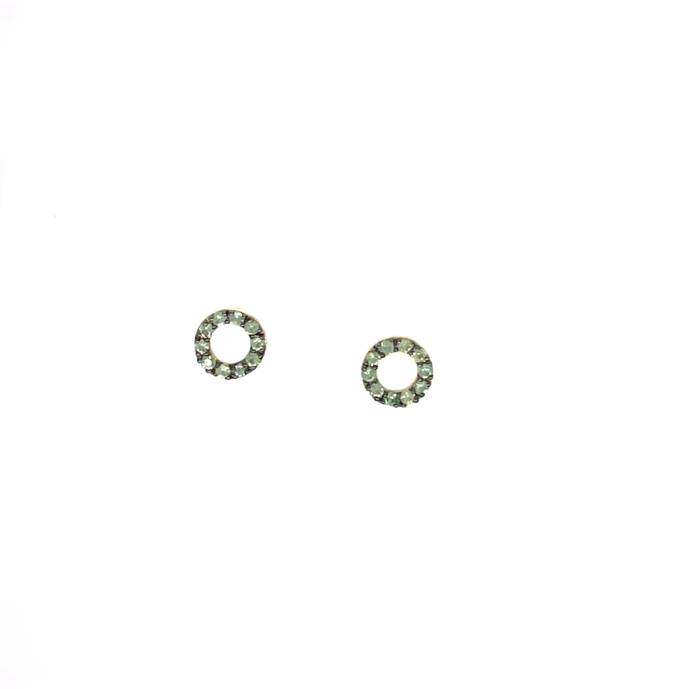 Green Sapphire Circle Studs