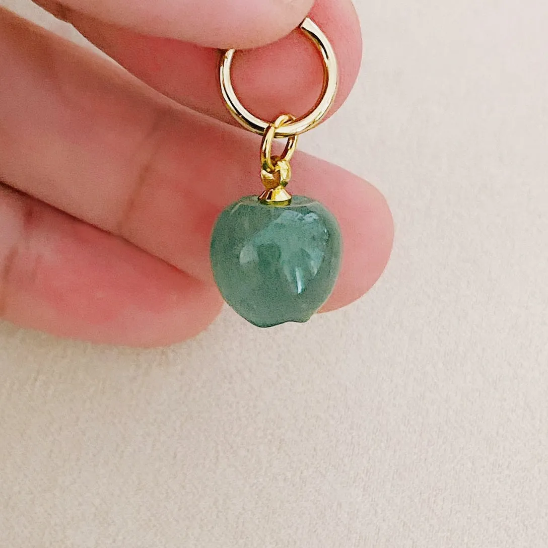 Green Strawberry Quartz Apple Charm